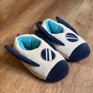 Kids Airplane Themed Slippers‎ - Navy and White